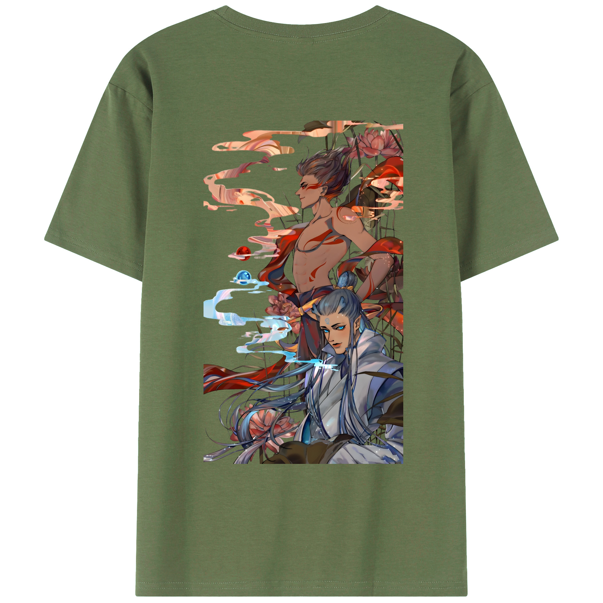 （画像用） Ne Zha 2 ナタ 魔童の大暴れ 綿100％ メンズ半袖Tシャツ（バックプリント） 通気性